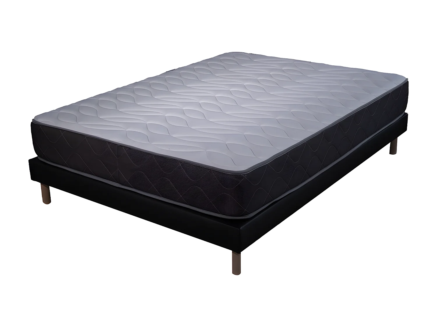 Ensemble Matelas mousse Luxe - 140x190cm - mousse et Sommier noir