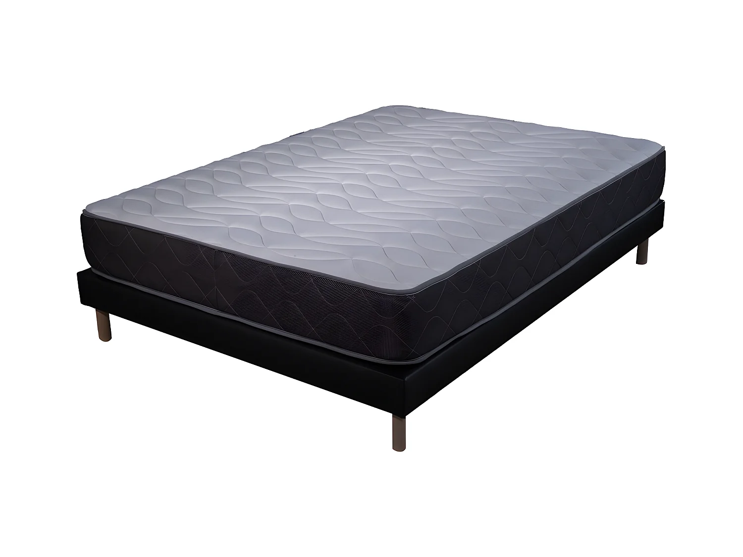 Ensemble Matelas mousse Luxe - 140x190cm - mousse et Sommier noir