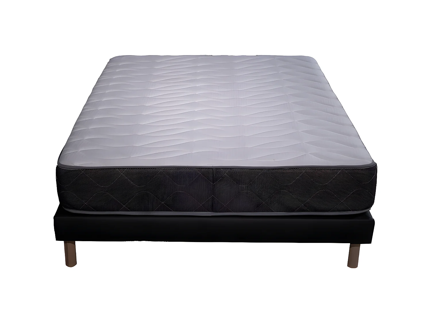 Ensemble Matelas mousse Luxe - 140x190cm - mousse et Sommier noir