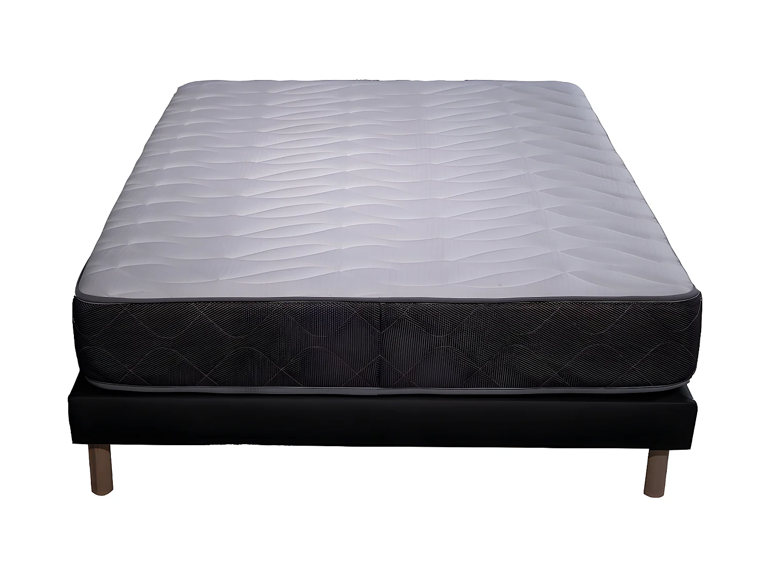 Ensemble Matelas mousse Luxe - 140x190cm - mousse et Sommier noir