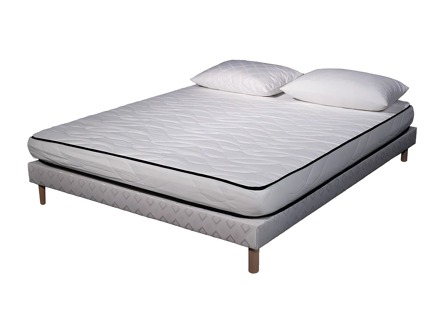 Ensemble Matelas mousse Confort 140x190cm - mousse  - 2 Oreillers 50x70 et Sommier blanc