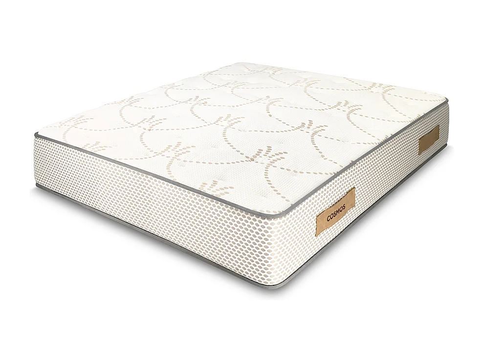 Ensemble Matelas mousse Cosmos White accueil mémoire - 140x190 - 2 Oreillers 70x40 et Sommier noir