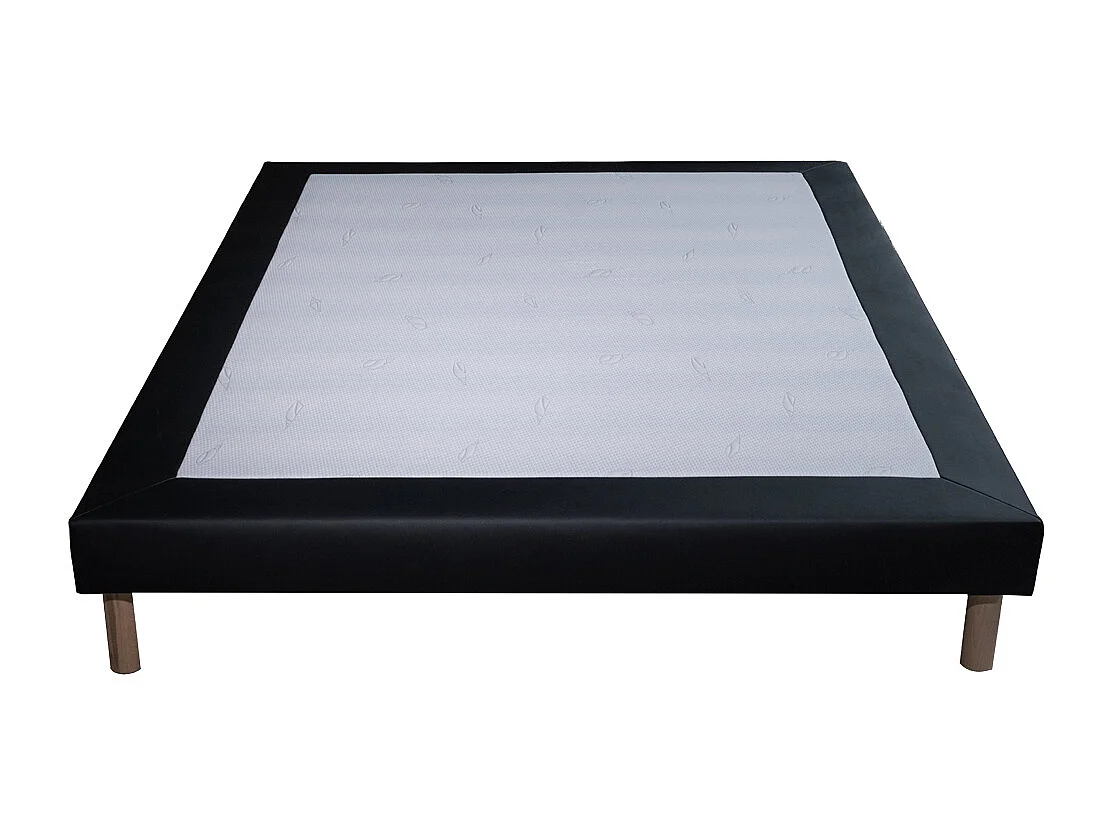 Ensemble Matelas mousse Cosmos White accueil mémoire - 140x190 - 2 Oreillers 70x40 et Sommier noir