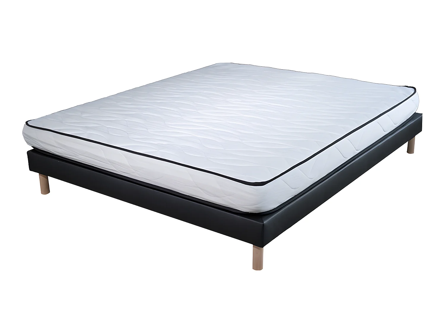Ensemble Matelas mousse Confort - 160x200 - mousse - 18 cm et Sommier noir