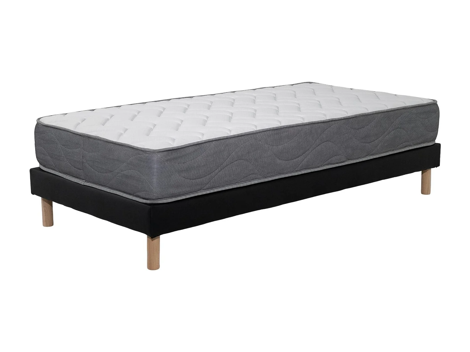 Ensemble Matelas mousse Luxe - 90x190cm - mousse et Sommier noir