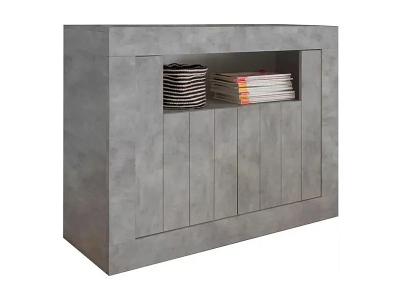 Buffet a 2 ante battenti in legno, colore cemento, collezione URBAN