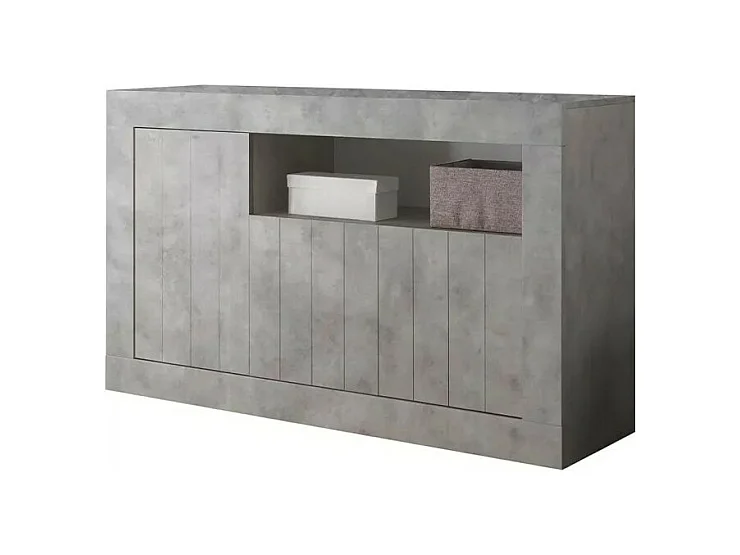 Buffet 3 portes battantes en bois, coloris béton, collection URBAN