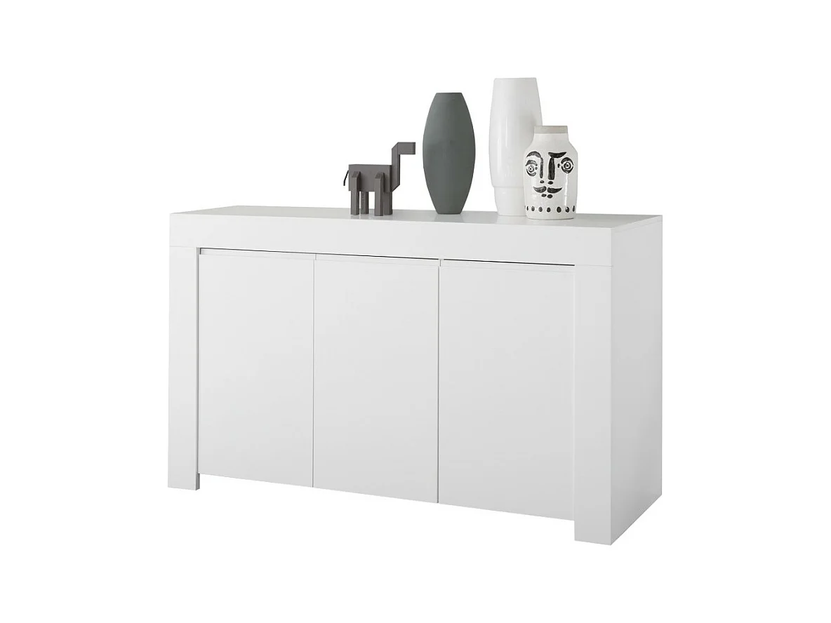 Buffet 3 portes, collection ZEFIR, coloris blanc mat, idéal pour votre salon ou salle à manger
