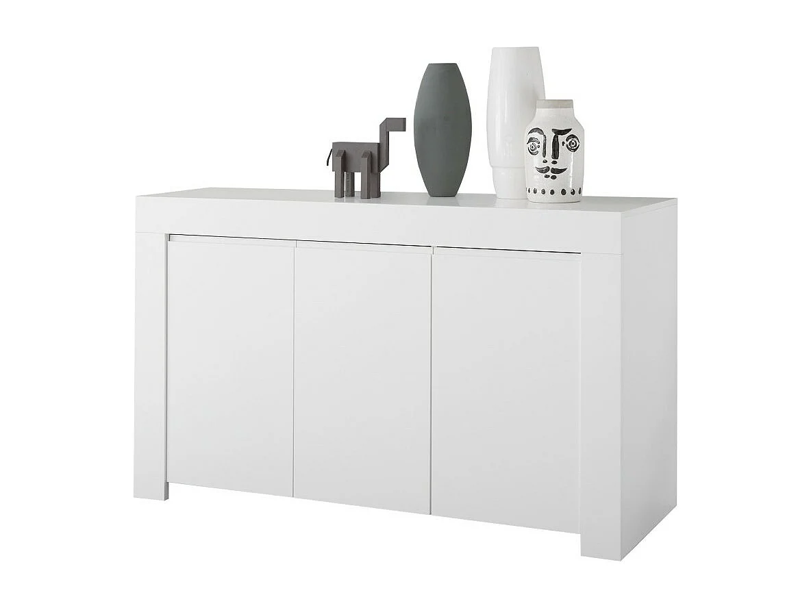 Buffet a 3 ante, collezione ZEFIR, colore bianco opaco, ideale per il tuo soggiorno o sala da pranzo.
