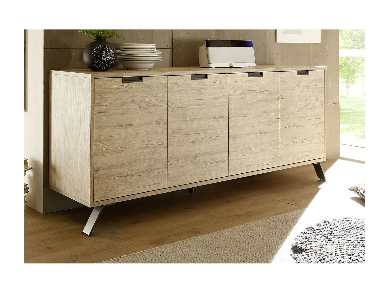 Buffet 4 portes, collection SHOW, coloris chêne clair