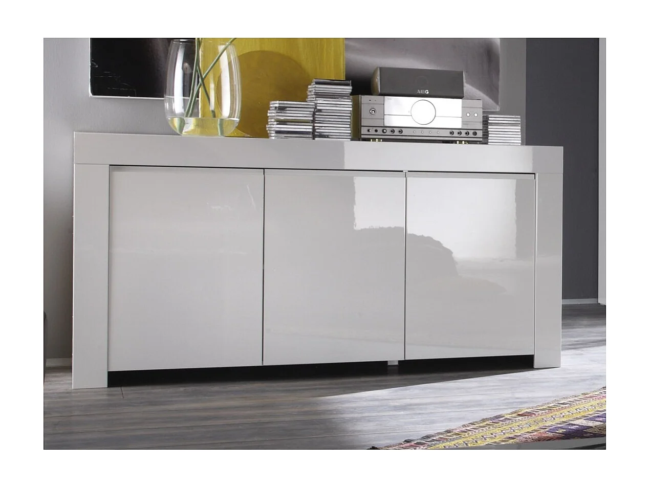 Buffet met 3 deuren, collectie FOLOOMI, in glanzend wit lak