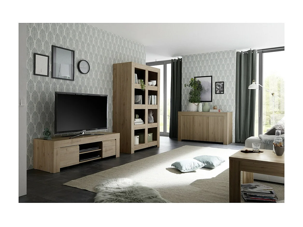 Buffet met 3 deuren, collectie ZEFIR, in licht eiken kleur, perfect voor uw woonkamer