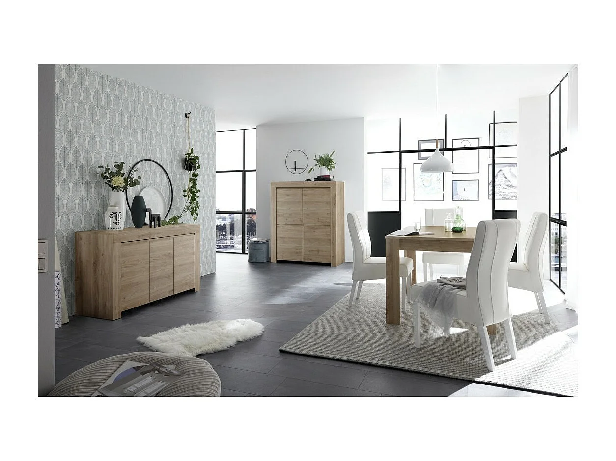 Buffet met 3 deuren, collectie ZEFIR, in licht eiken kleur, perfect voor uw woonkamer