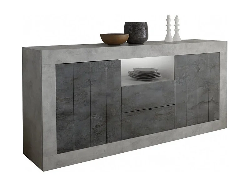 Buffet met 2 openslaande deuren en 2 lades, donkergrijze kleur, collectie URBAN