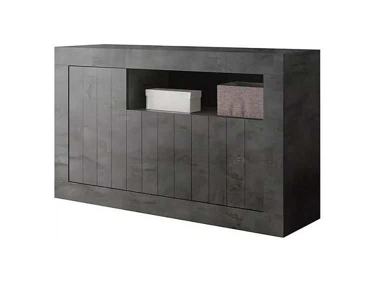 Buffet 3 portes battantes en bois, coloris gris foncé, collection URBAN