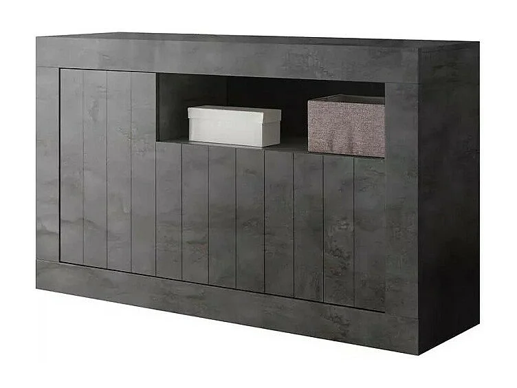 Buffet 3 portes battantes en bois, coloris gris foncé, collection URBAN
