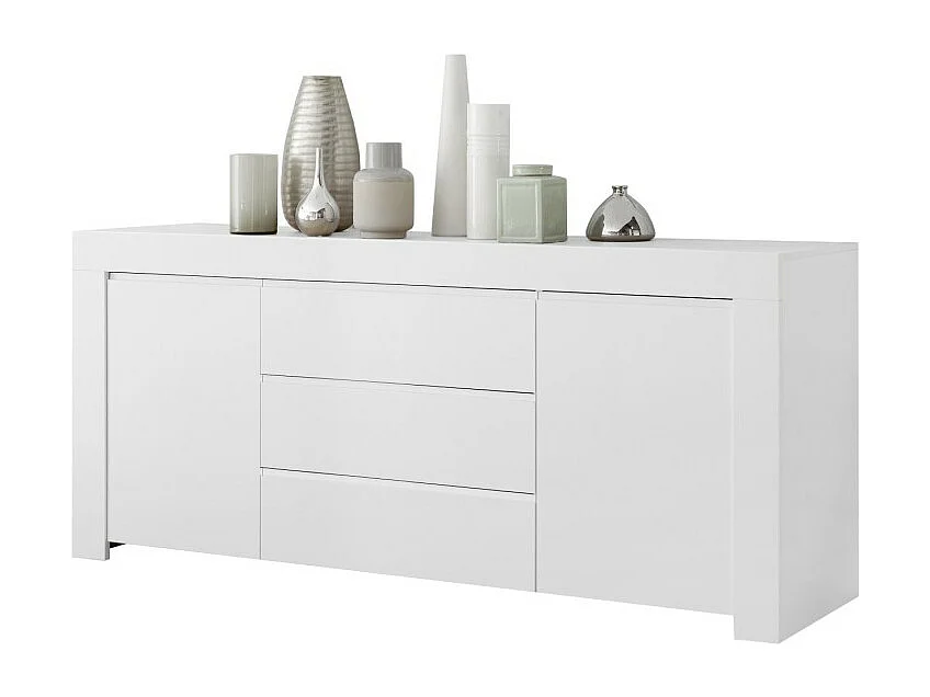 Buffet met 2 deuren en 3 laden, collectie ZEFIR, in mat witte kleur, perfect voor uw woonkamer