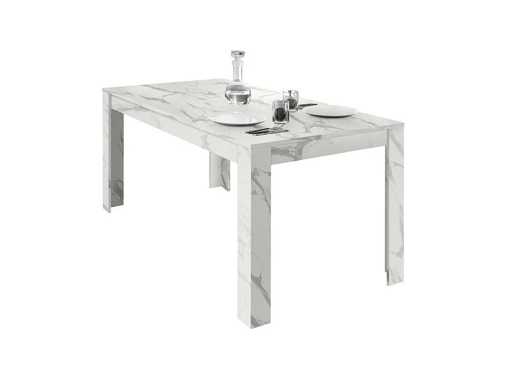 Tafel COLOMARMO, marmeren effect in wit - Ideaal voor een trendy en design eetkamer