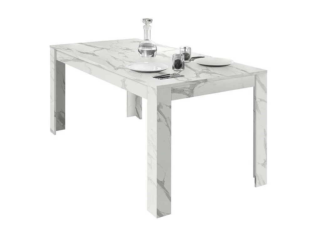 Tafel COLOMARMO, marmeren effect in wit - Ideaal voor een trendy en design eetkamer