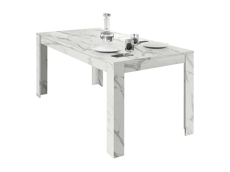 Tafel COLOMARMO, marmeren effect in wit - Ideaal voor een trendy en design eetkamer