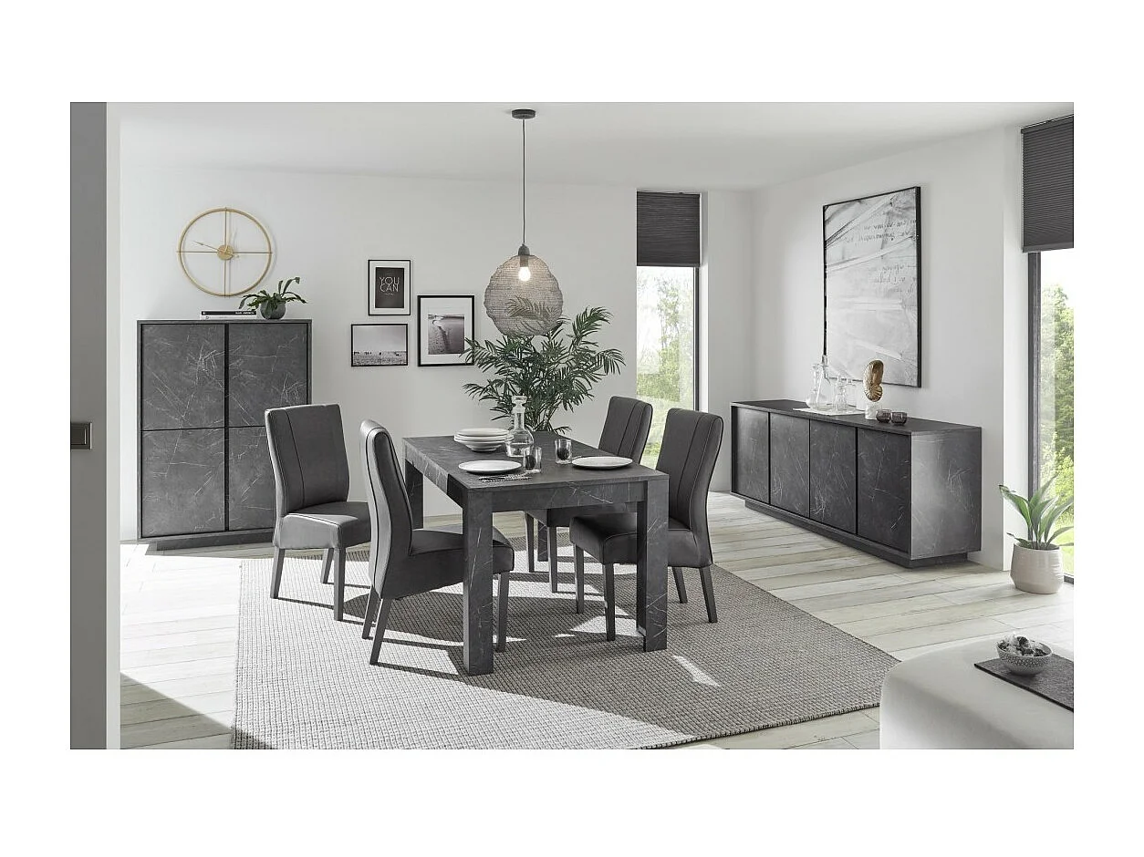 Tafel COLOMARMO - Zwart marmer effect - 180x90cm - Ideaal voor een stijlvolle en trendy eetkamer.