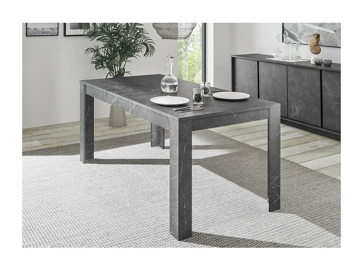 Tafel COLOMARMO - Zwart marmer effect - 180x90cm - Ideaal voor een stijlvolle en trendy eetkamer.