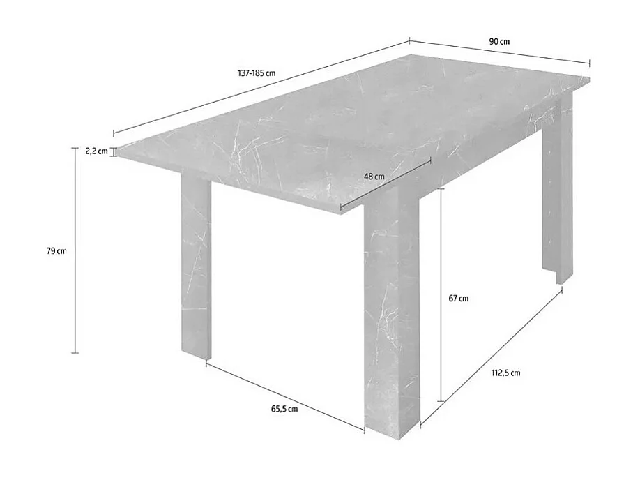 Mesa extensible, colección COLOMARMO, color negro efecto mármol, ideal para un comedor moderno y a la moda.