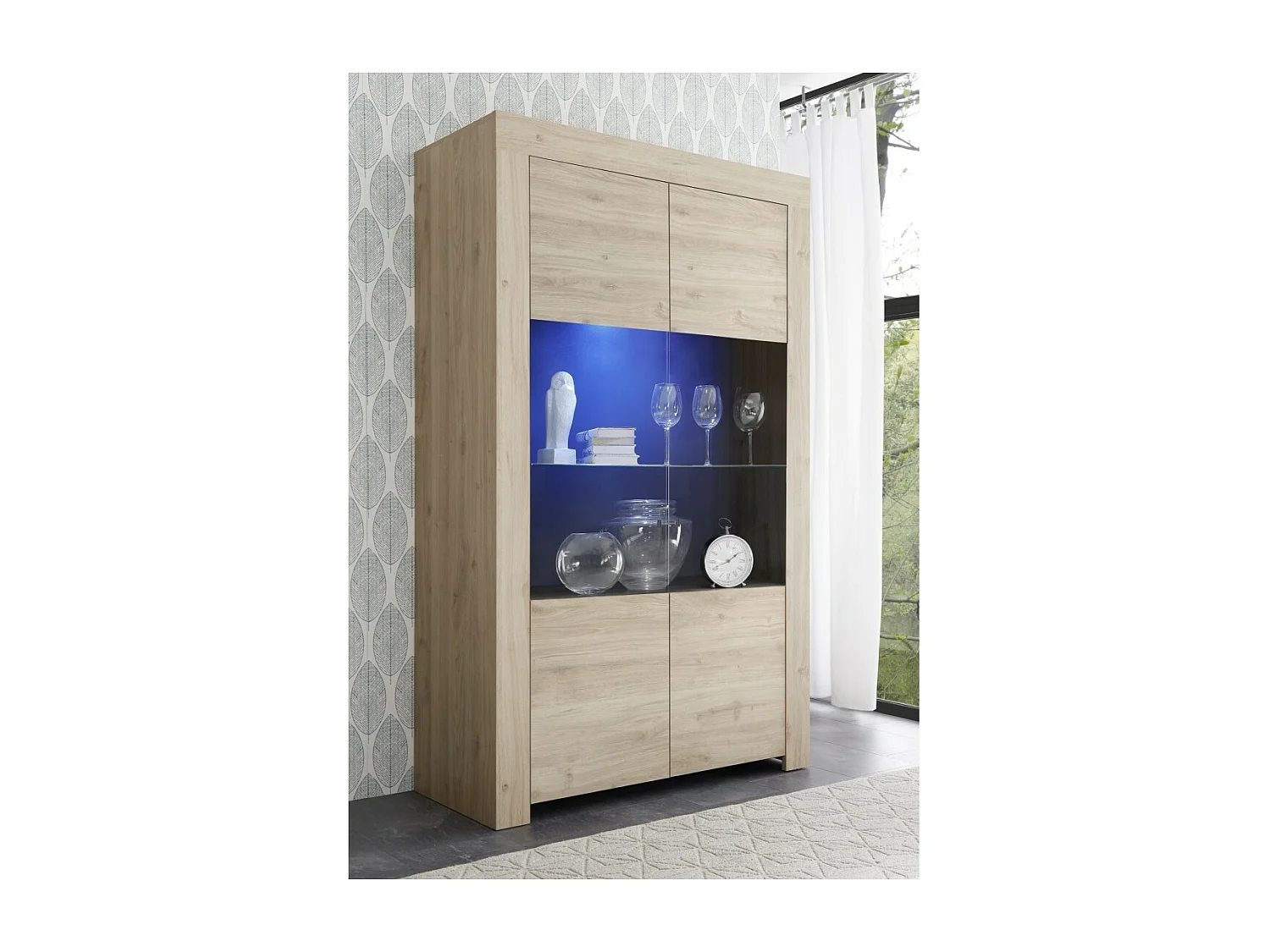 Aparador de 2 puertas, colección ZEFIR, color roble claro, perfecto para su comedor.