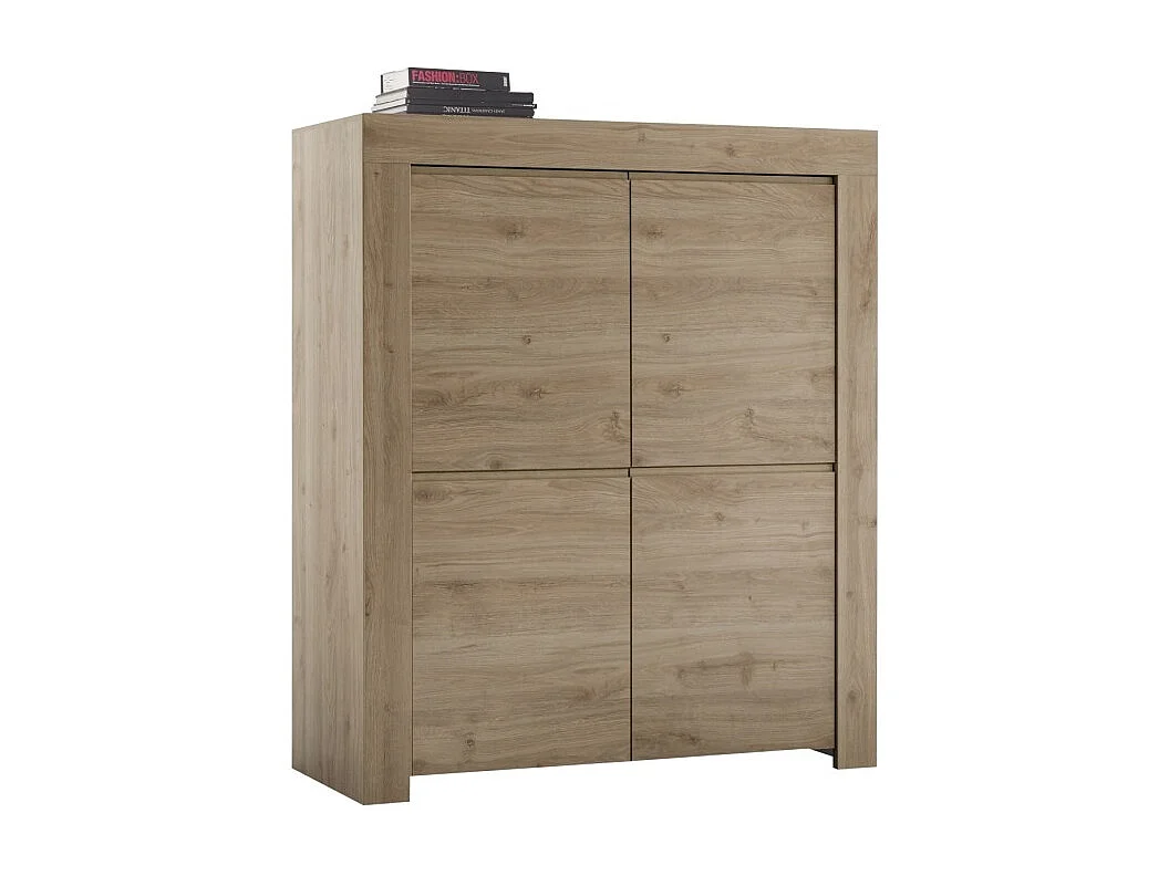 Buffetkast met 4 deuren, collectie ZEFIR, in licht eiken kleur, ideaal voor uw woonkamer of eetkamer.