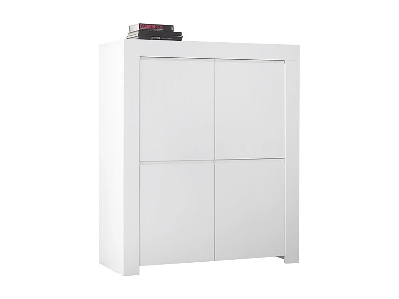 Buffet com 4 portas, coleção ZEFIR, cor branco fosco, ideal para sua sala de estar ou sala de jantar.