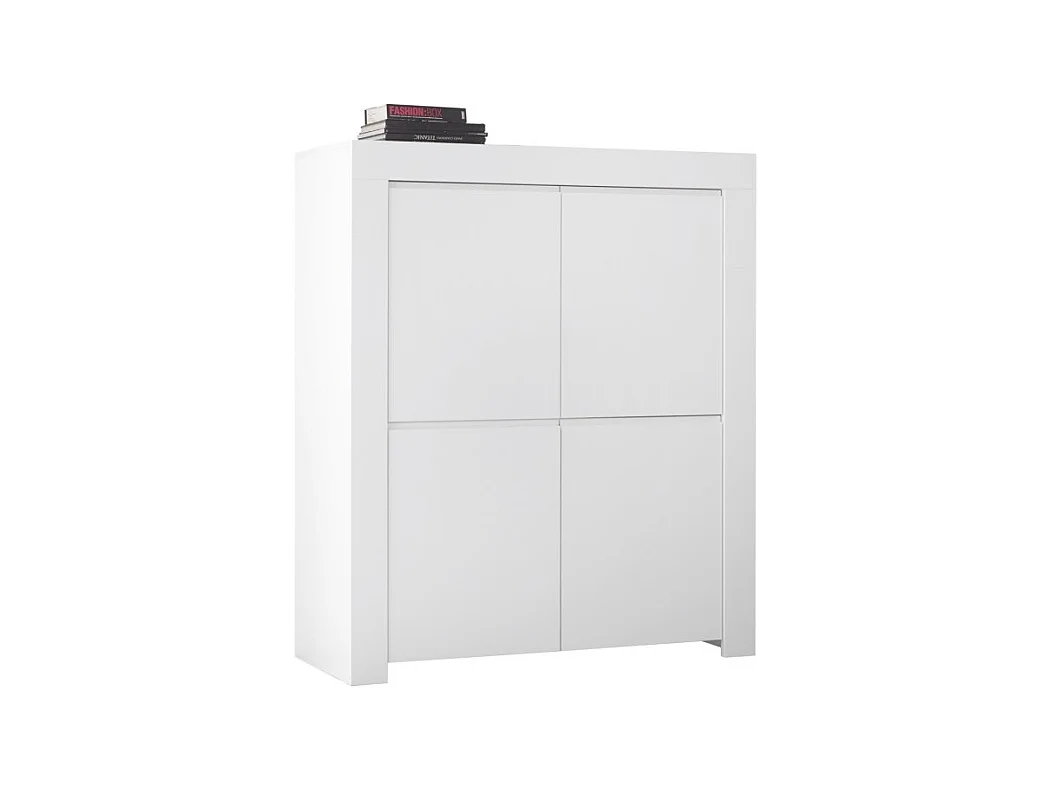 Buffet 4 portes, collection ZEFIR, coloris blanc mat, idéal pour votre salon ou salle à manger