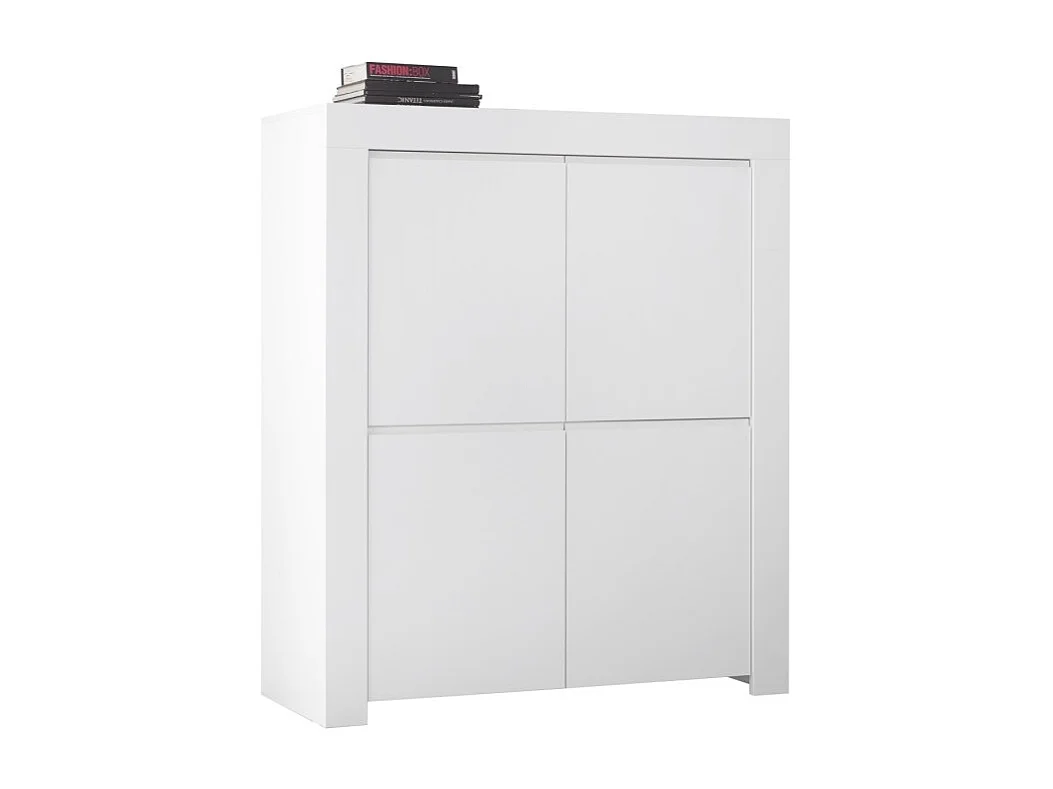 Buffet 4 porte, collezione ZEFIR, colore bianco opaco, ideale per il tuo soggiorno o sala da pranzo.