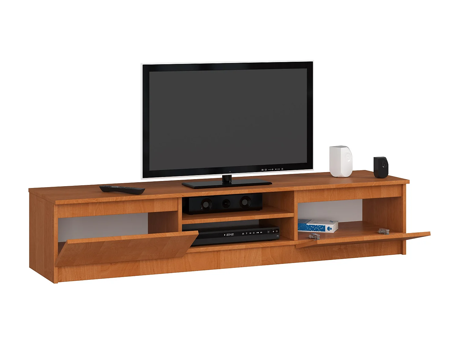 Meuble TV pour salon AKORD Aulne 160 cm 2 portes façade Aulne 2 étagères 160x40x33 cm