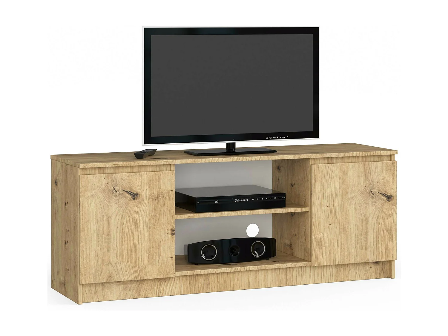 TV-Meubel D140 Artisan Eiken, 2 Deuren en 2 Planken, Zelfmontage, Laminaatplaat, ABS-randafwerking, Indeling RTV-K140, Modern en Duurzaam, Vrijstaand Ontwerp