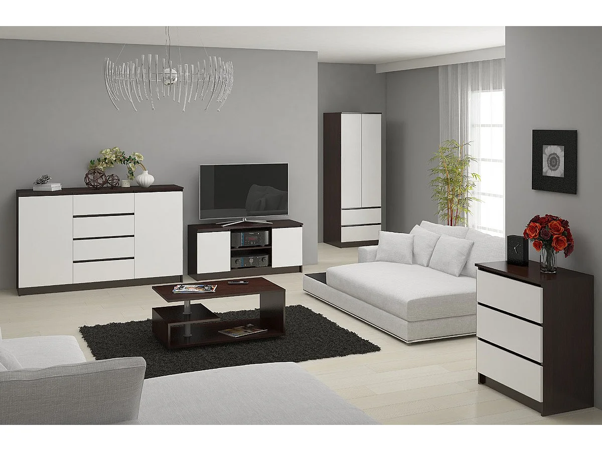 Mobile TV AKORD Wengé 120 cm 2 ante inserto frontale Bianco 120x40x55 cm