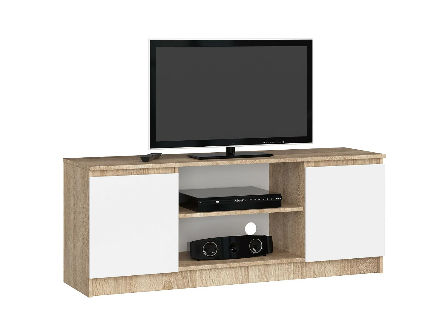 TV-meubel 140 cm 2D 1P Eiken Sonoma/Wit Mat - Stijlvolle Opbergoplossing