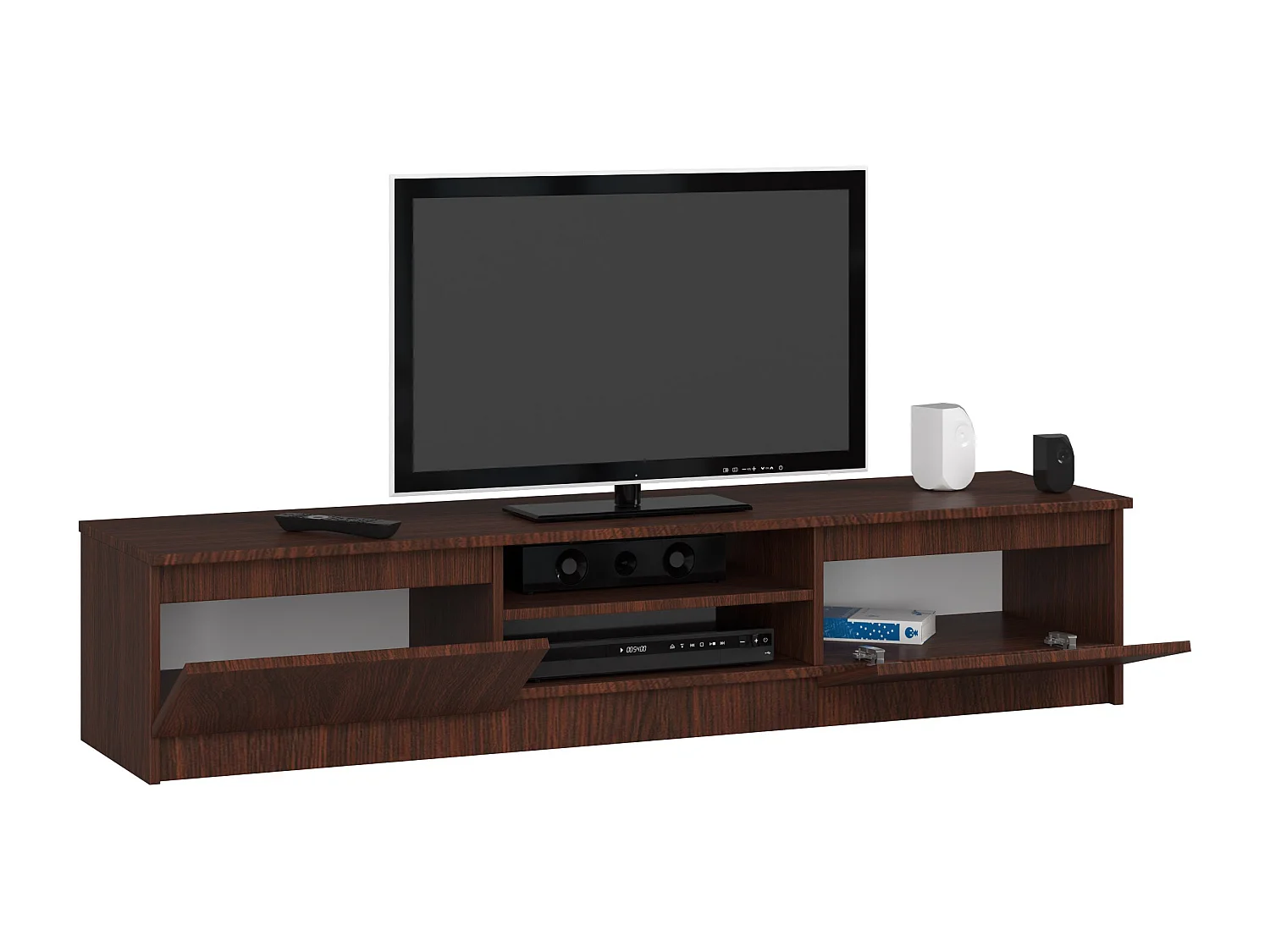 TV Schrank AKORD Fernsehkommode 160 cm Wenge 2 Türen 2 Ebenen B160 x H33 x T40 cm
