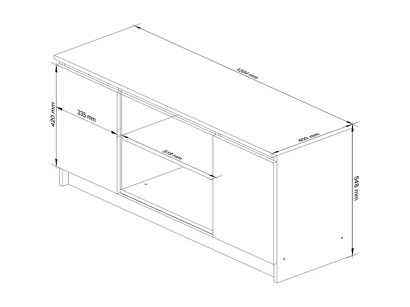 Szafka RTV AKORD Biała 120 cm 2 drzwi kolor Dąb Sonoma mat 2 półki 120x40x55 cm