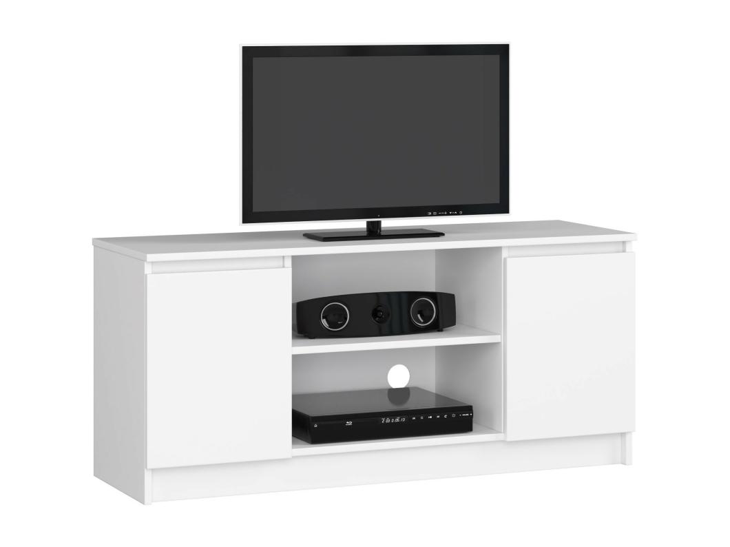 Witte TV-kast 120 cm - 2 Deuren 1 Plank - Moderne Stijl voor Zelfmontage