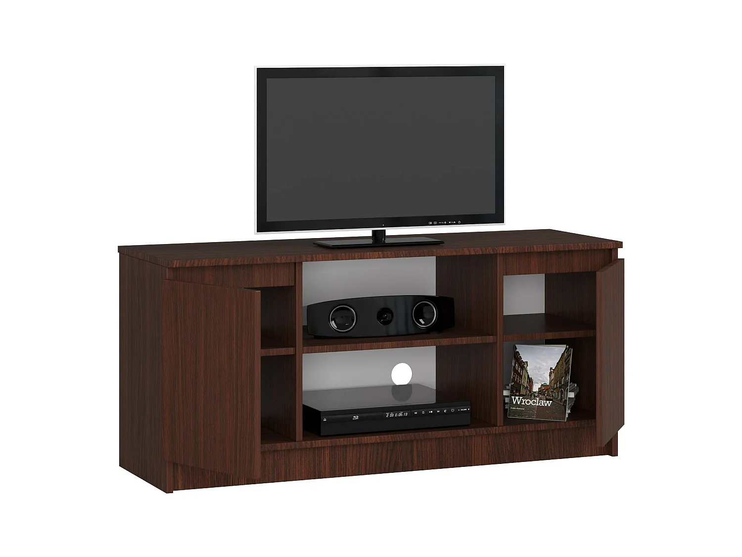 TV Schrank AKORD Fernsehkommode 120 cm Wenge 2 Türen 2 Ebenen B120 x H55 x T40 cm