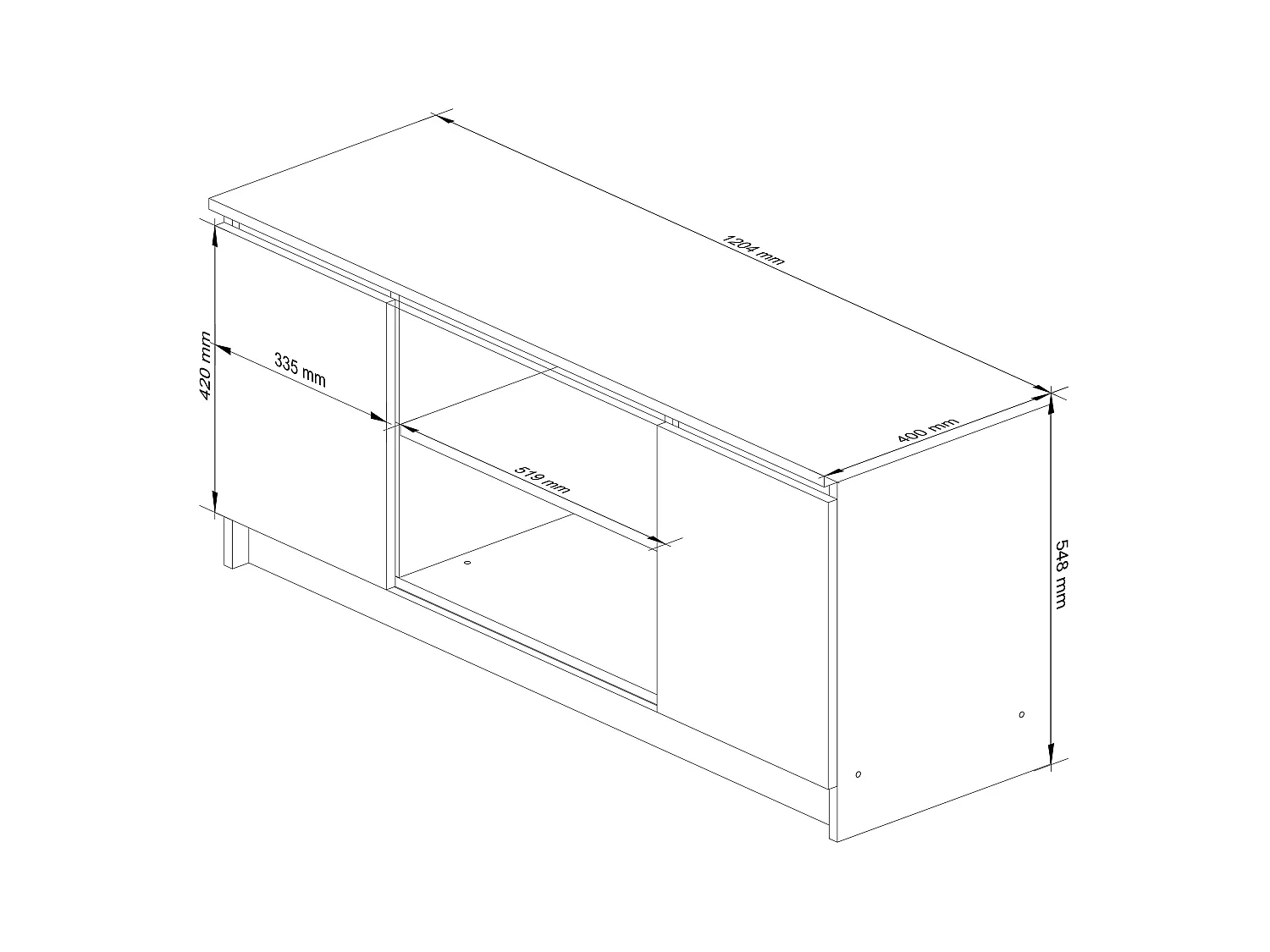 TV Schrank AKORD Fernsehkommode 120 cm Wenge 2 Türen 2 Ebenen B120 x H55 x T40 cm