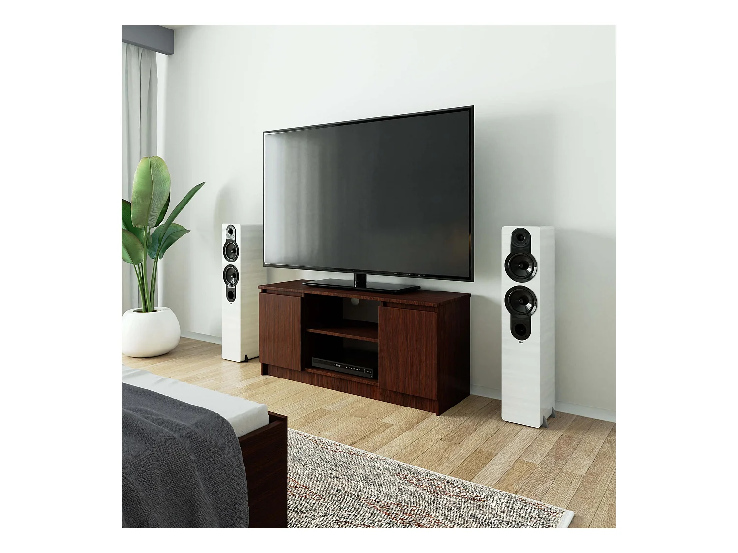 TV Schrank AKORD Fernsehkommode 120 cm Wenge 2 Türen 2 Ebenen B120 x H55 x T40 cm