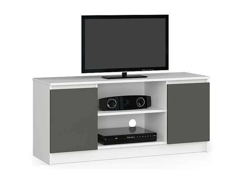 Mobile TV AKORD Bianco 120 cm 2 ante inserto frontale Grigio Grafite 120x40x55 cm