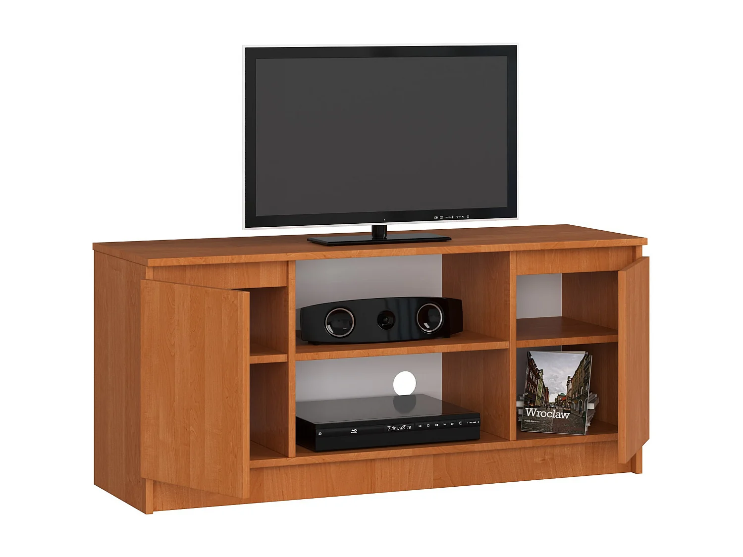 Olcha TV Meubel 120 cm - Staande Kast met 2 Deuren en 1 Plank - Lamineren Afwerking - Zelfmontage - Tijdloze Mat Olcha Kleur