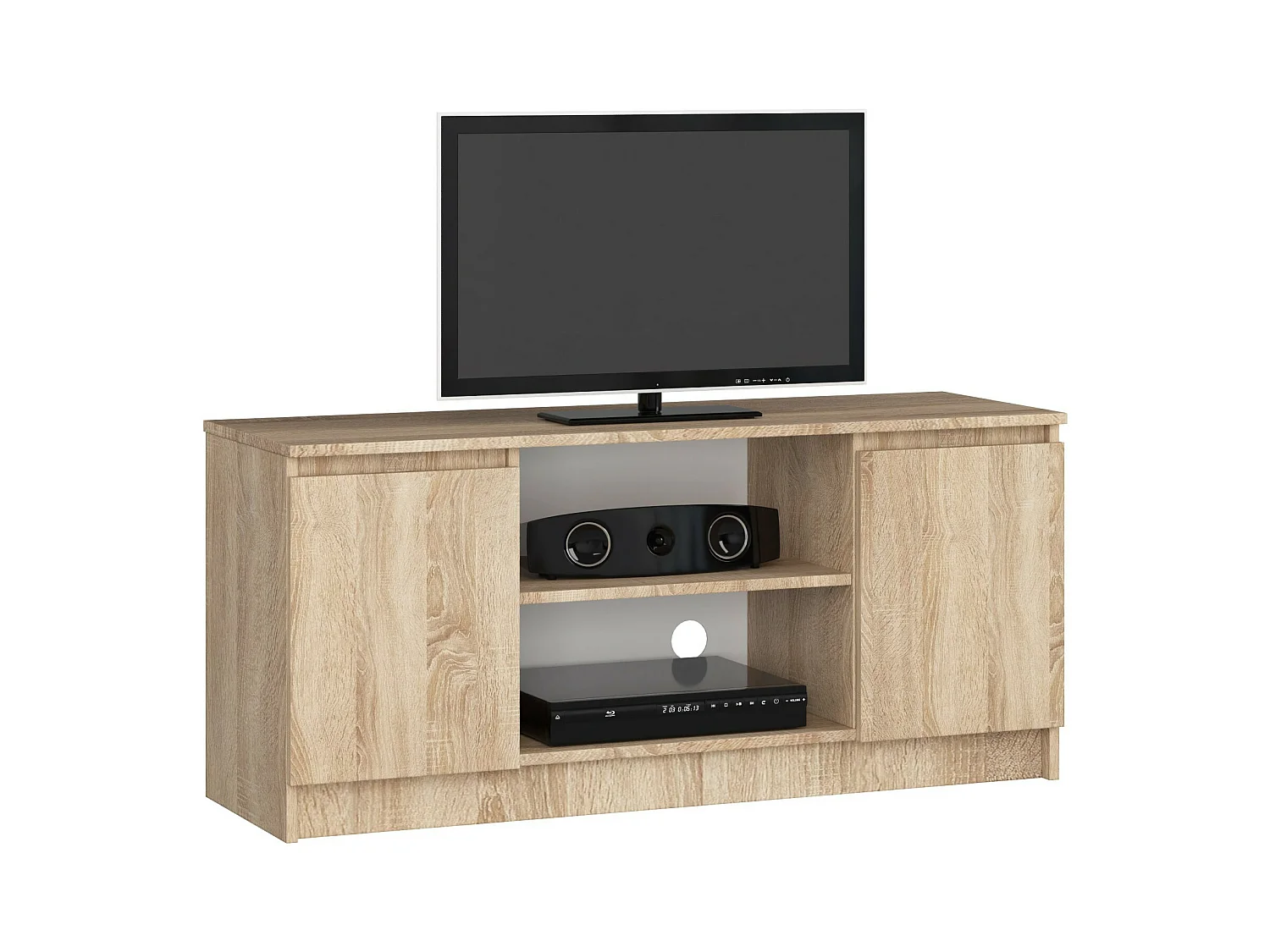 Meuble TV pour salon AKORD Chêne Sonoma 120 cm 2 portes façade Chêne Sonoma 2 étagères 120x40x55 cm