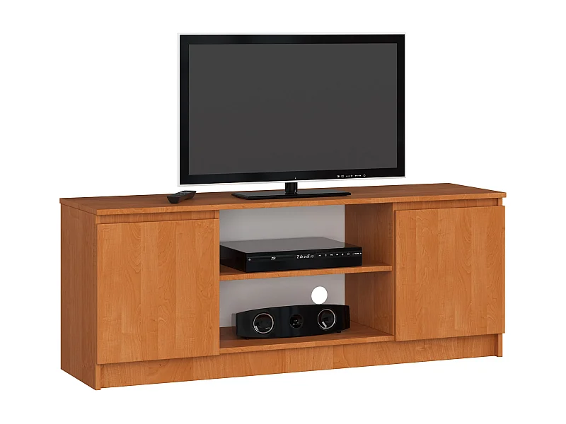 Meuble TV pour salon AKORD Aulne 140 cm 2 portes façade Aulne 2 étagères 140x40x55 cm
