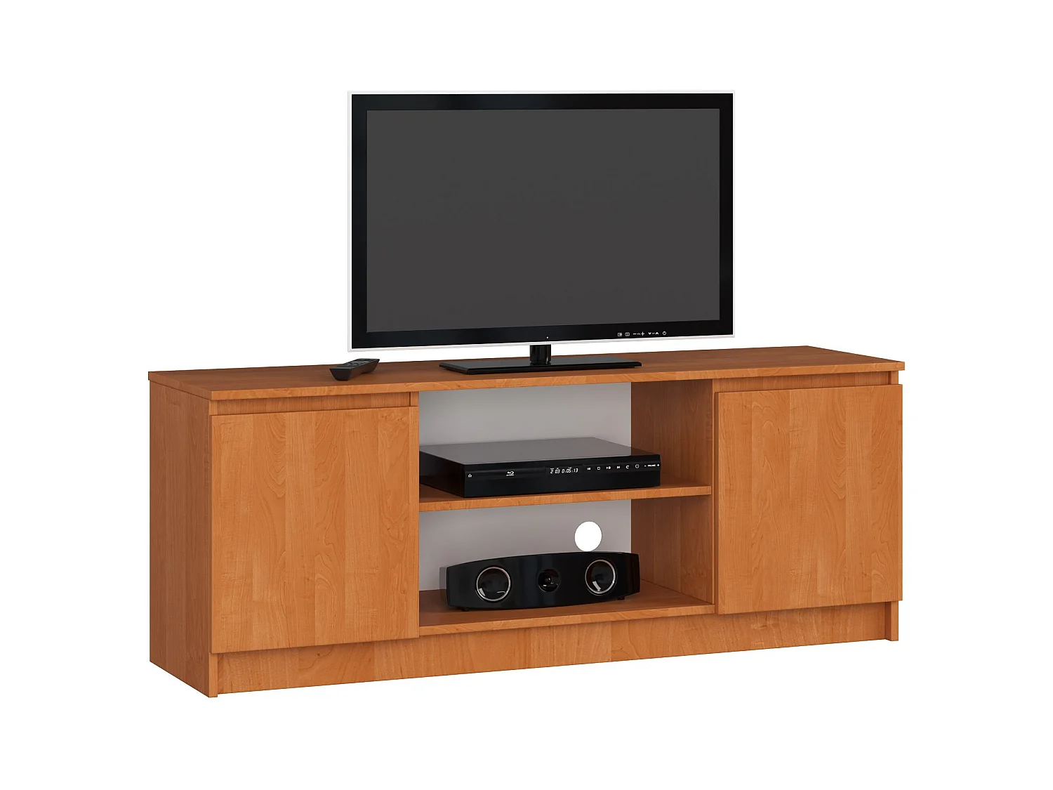 Meuble TV pour salon AKORD Aulne 140 cm 2 portes façade Aulne 2 étagères 140x40x55 cm