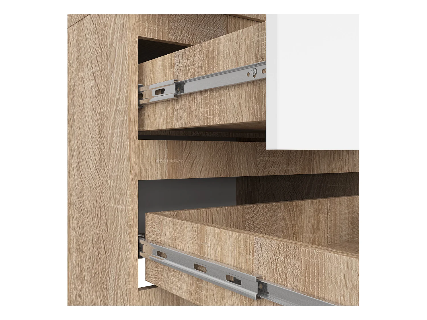 Szafa AKORD S60 z nadstawką Dąb Sonoma 60 cm 2 drzwi 2 szuflady kolor Biały mat 3 półki 60x51x234 cm