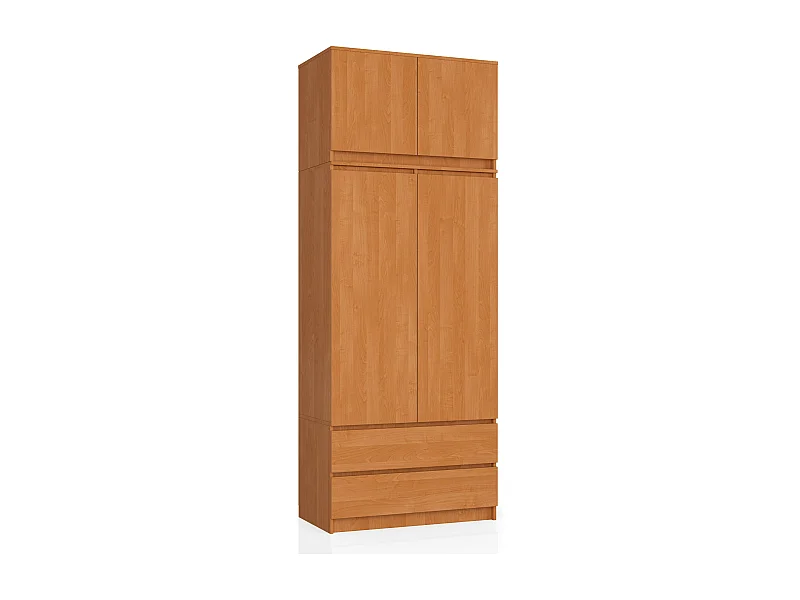 Kleiderschrank AKORD S90 mit Aufsatz Erle 90 cm 2 Türen 2 Schubladen 6 Ebenen B90 x H234 x T51 cm