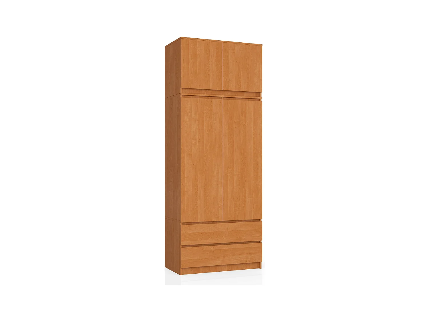 Armario AKORD S90 con altillo Aliso 90 cm 2 puertas 2 cajones frente en color Aliso 6 estantes 90x51x234 cm